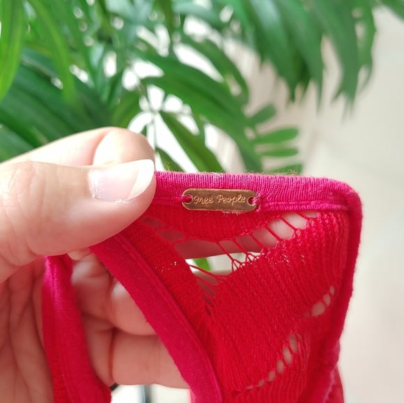 Free People Long Sleeve Scoop Cutout Back Lace Crochet Fitted Dress Pink M - Picture 8 of 8